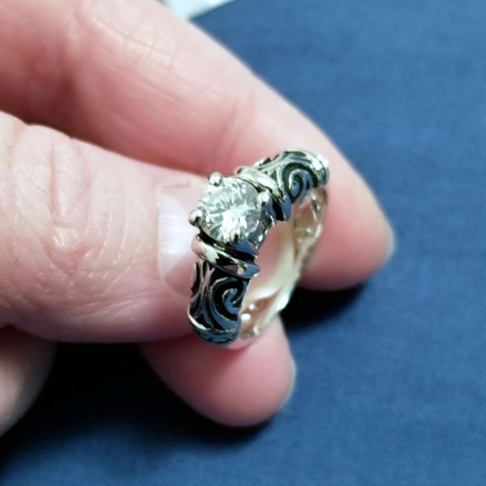 🆕️ Vintage Art Deco Solitaire Sterling Silver Ring 925 Size 8